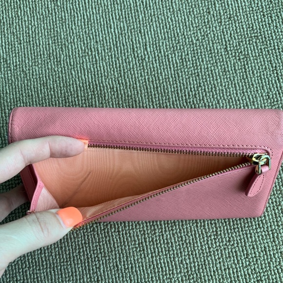 PRADA pink bow wallet leather women’s snap closure organizer bag zipper money - Picture 3 of 13